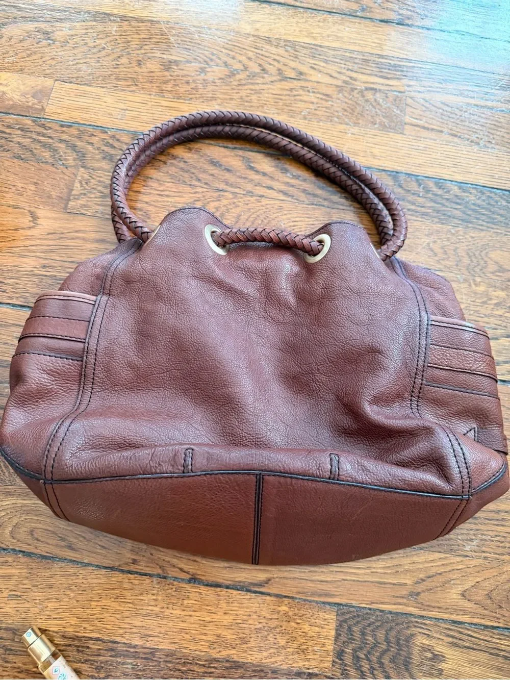 Cole Haan Brown Leather Shoulder Bag with Gold Accents